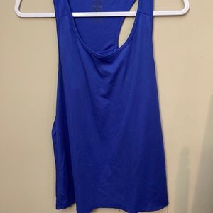 blue ribbed workout tank